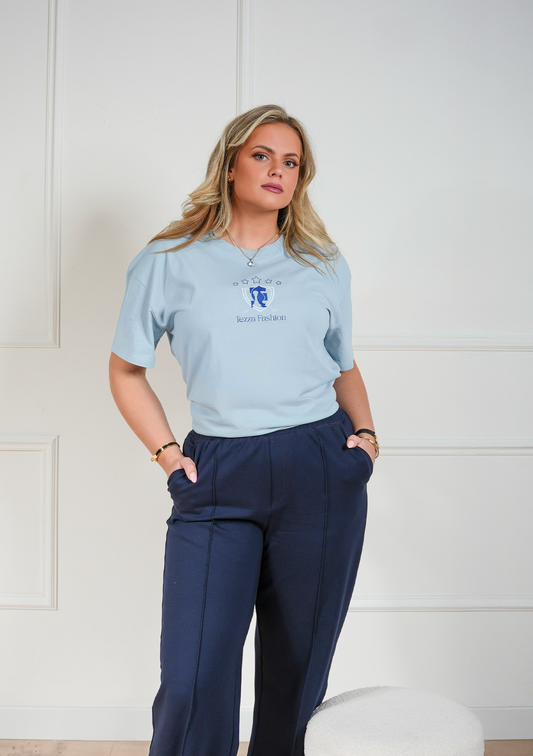 SS26 Cropped T-Shirt – Babyblue Chess