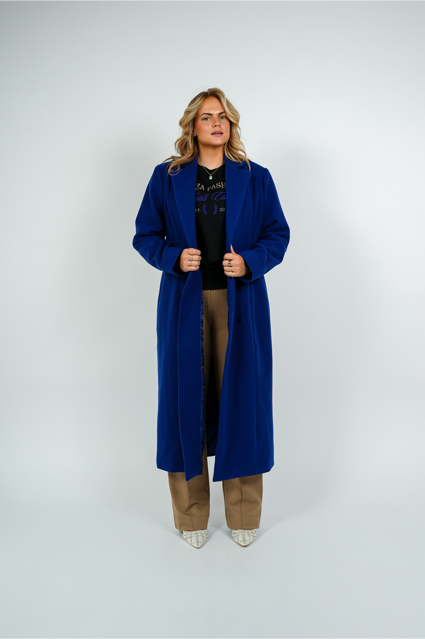 Lange Oversized Jas – Kobalt Blauw | FW25