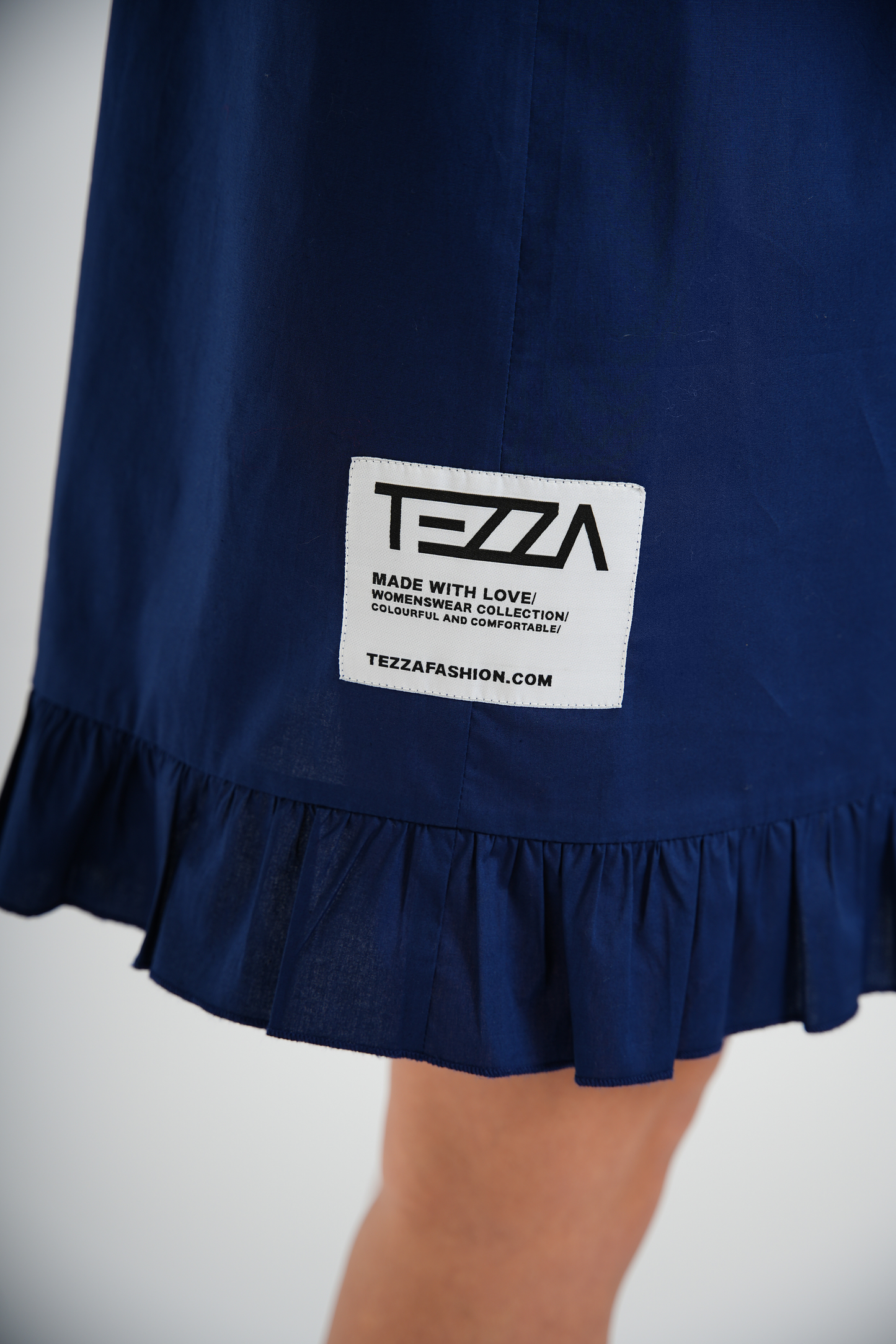 Jurk met Pofmouwen Navy Blauw