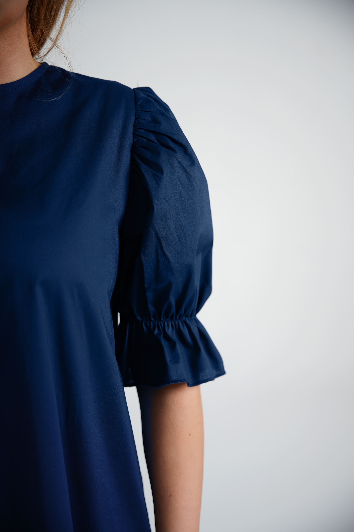 Jurk met Pofmouwen Navy Blauw