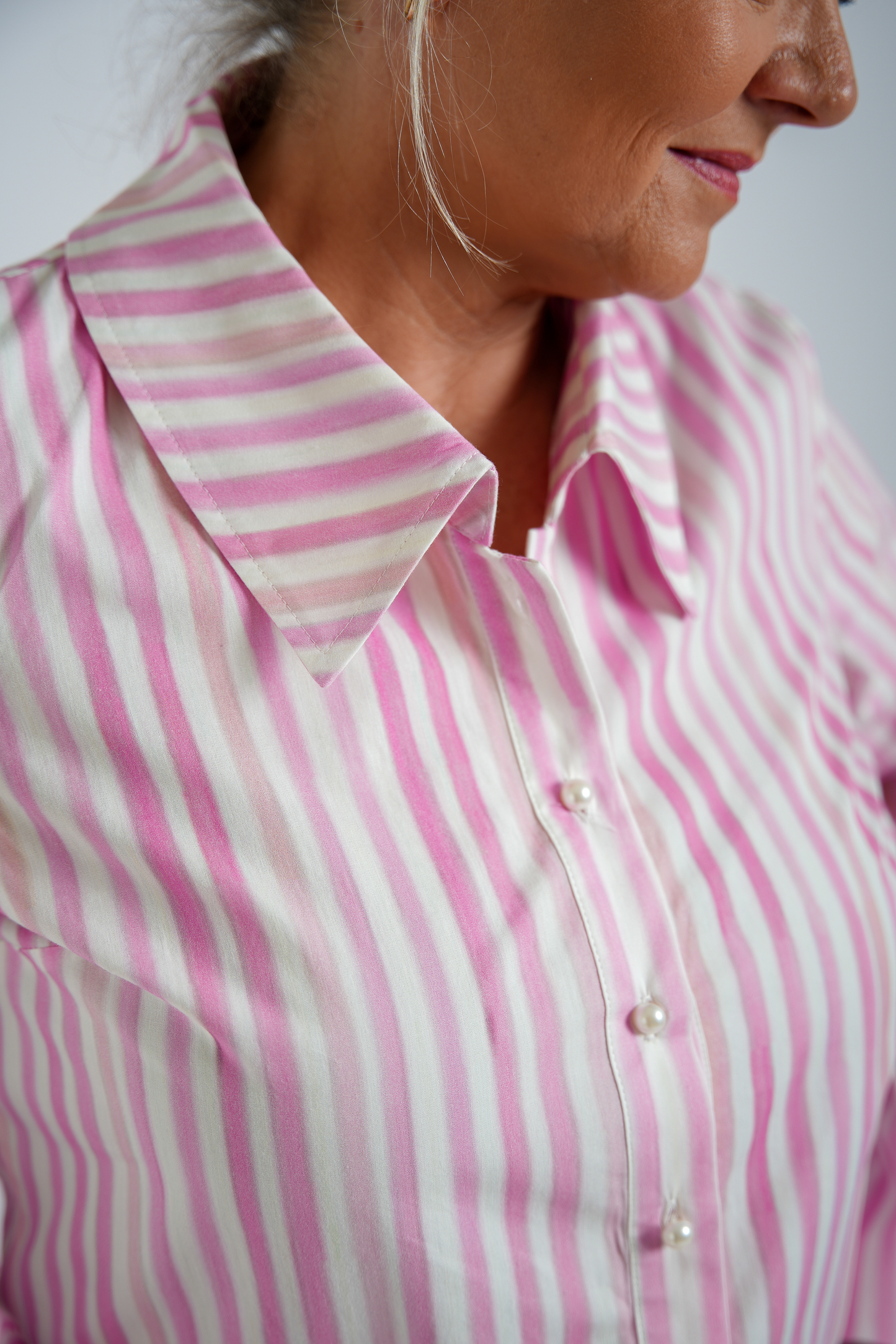 Streepblouse Roze & Wit