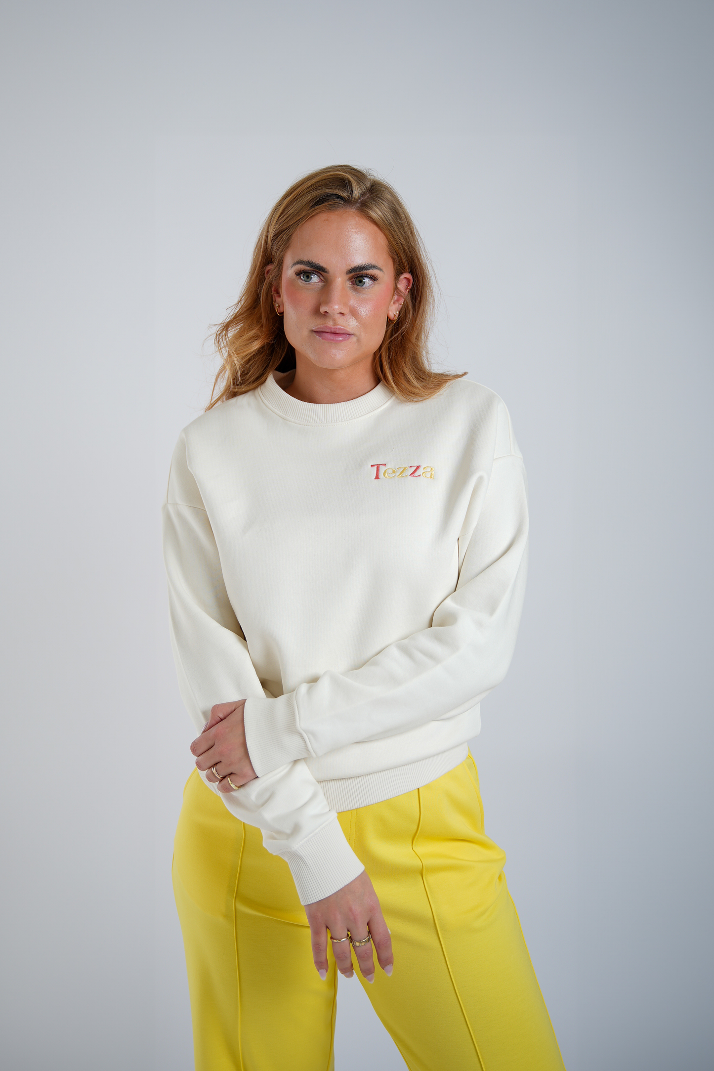 Pull boyfriend blanc cassé