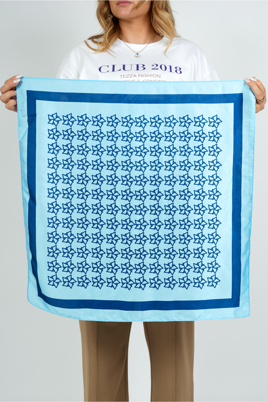 Satin Scarf – Light Blue/Navy | FW25
