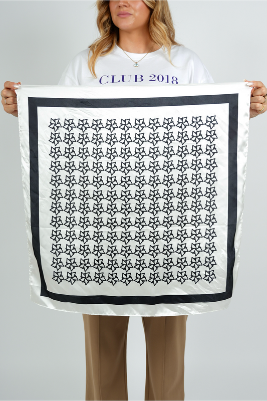 Écharpe en satin – Blanc/Noir | AH25