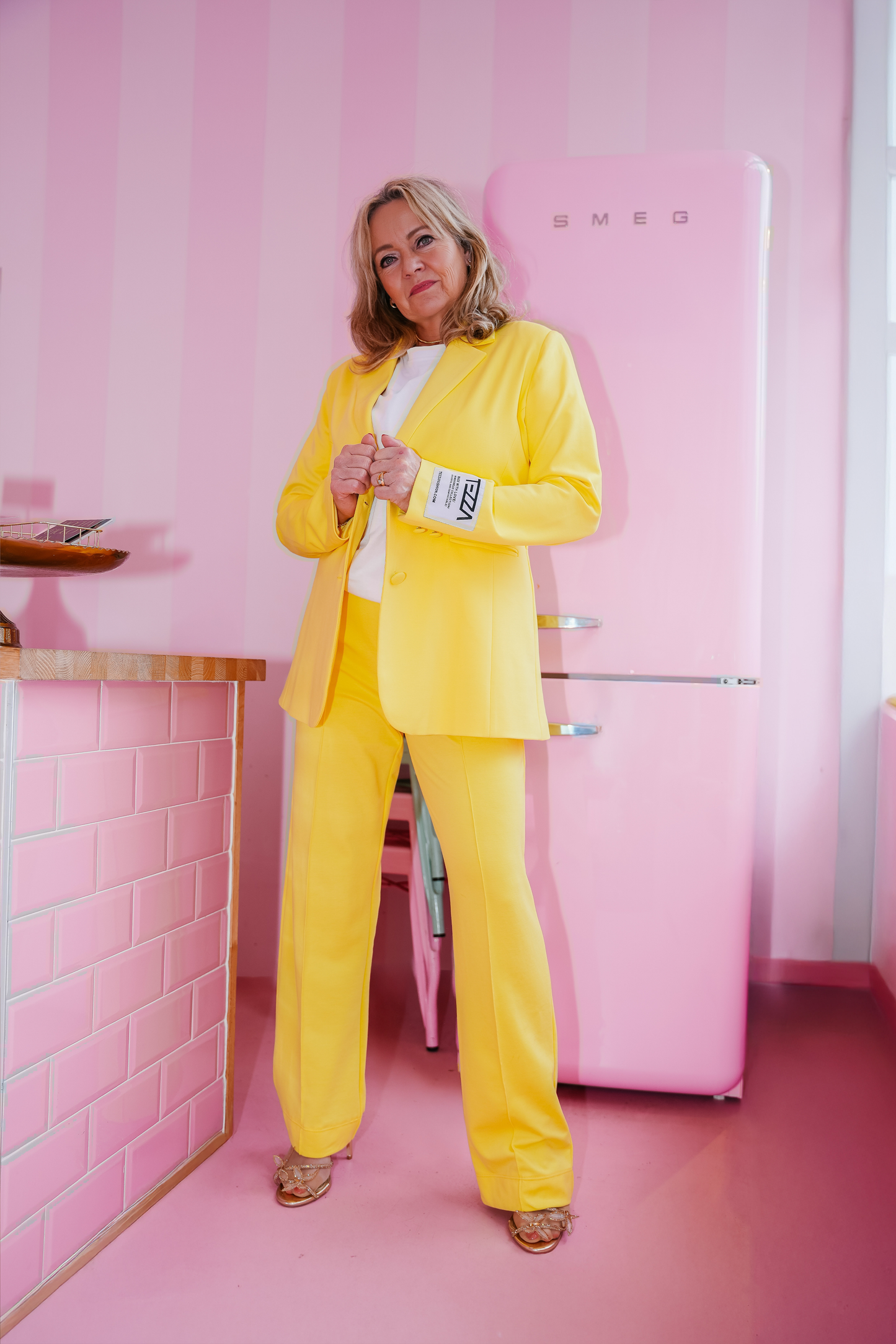 Blazer met Elastiek Geel