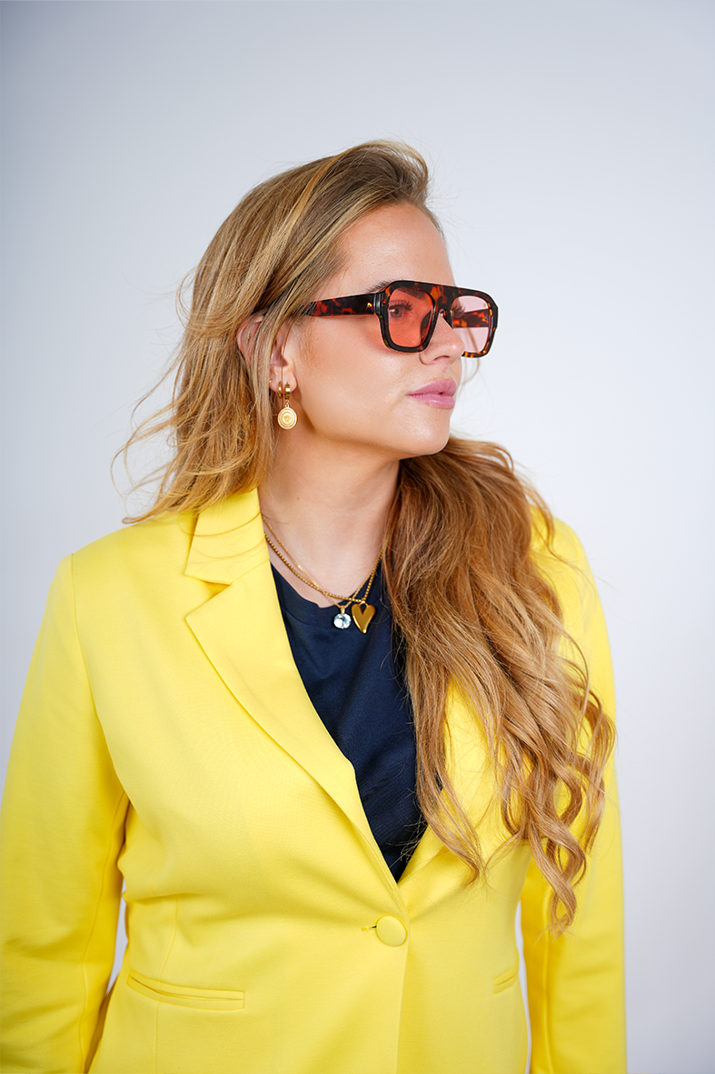 Trendy Oversized Zonnebril Bruin & Roze