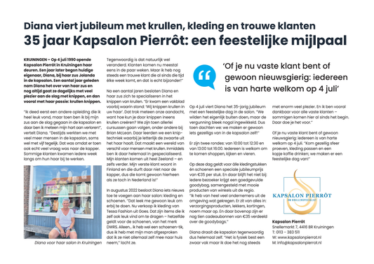 Wij vieren mee: 35 jaar Kapsalon Pierrôt!
