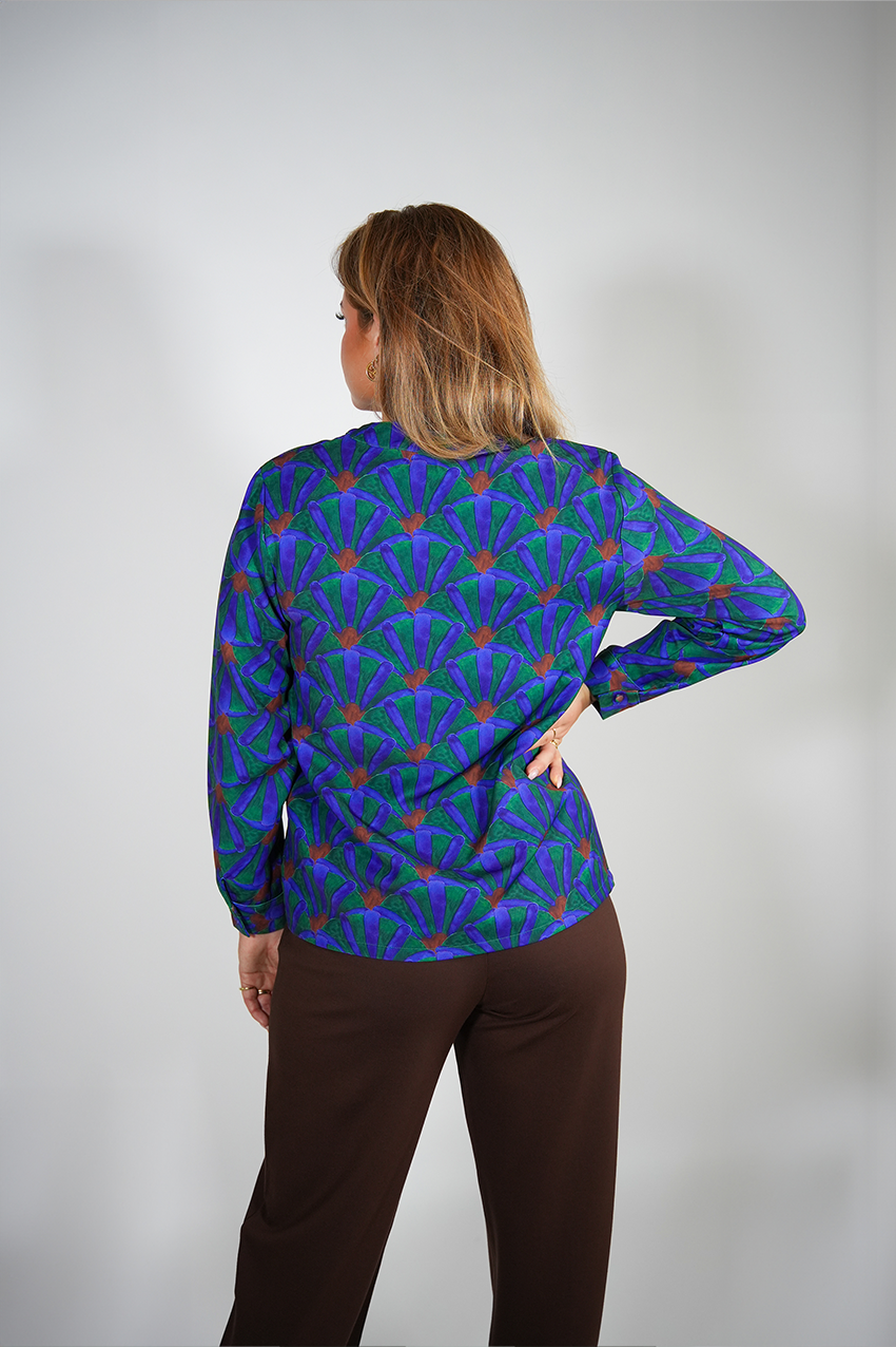 Blouse print blue