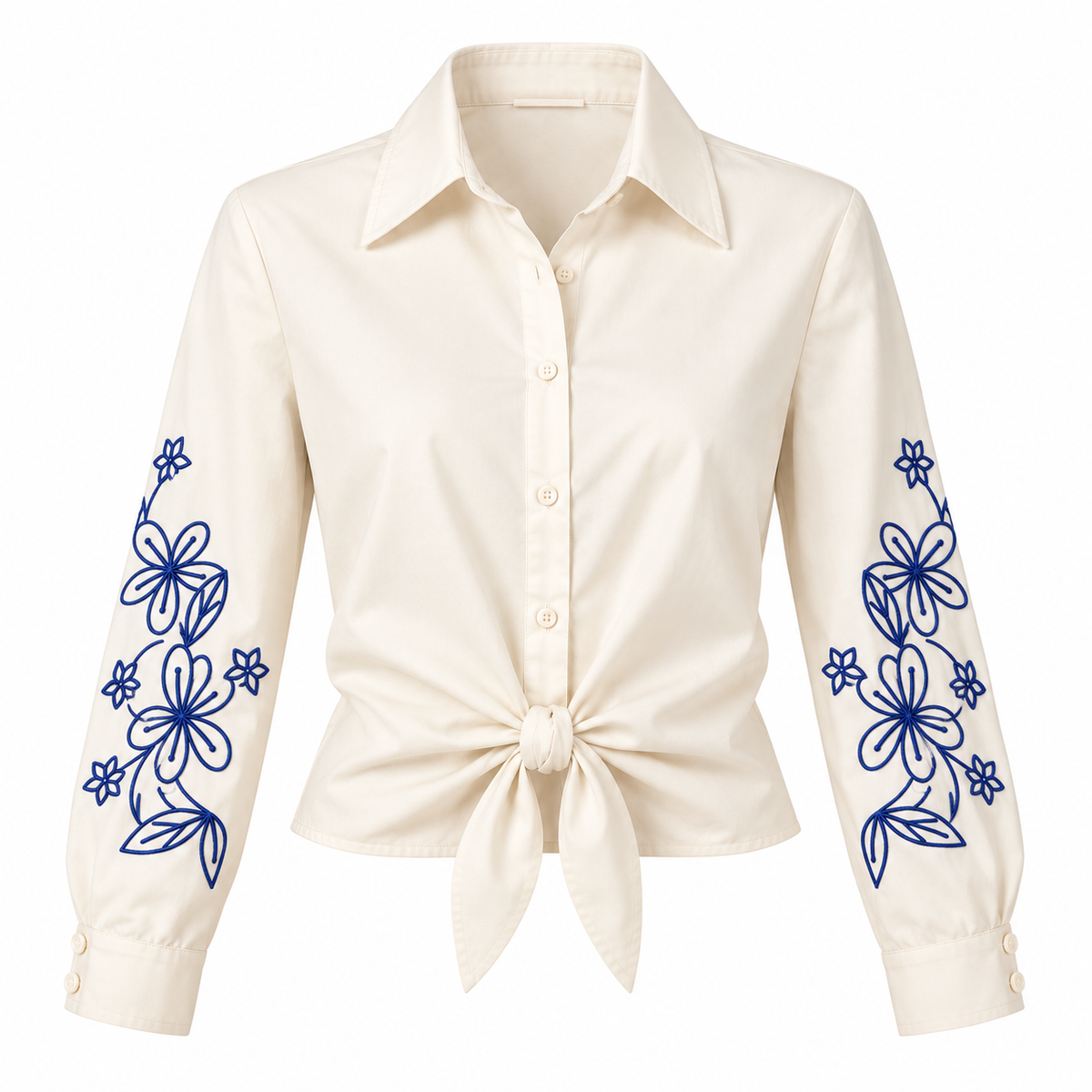 Blouse – Cream Kobalt Flower