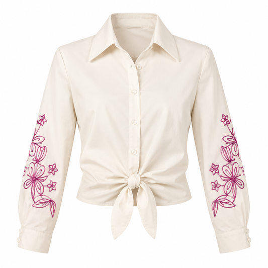 Blouse – Cream Purple Flower