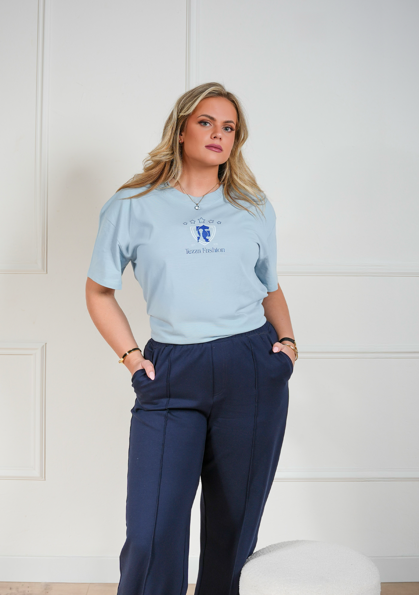 SS26 Cropped T-Shirt – Babyblue Chess