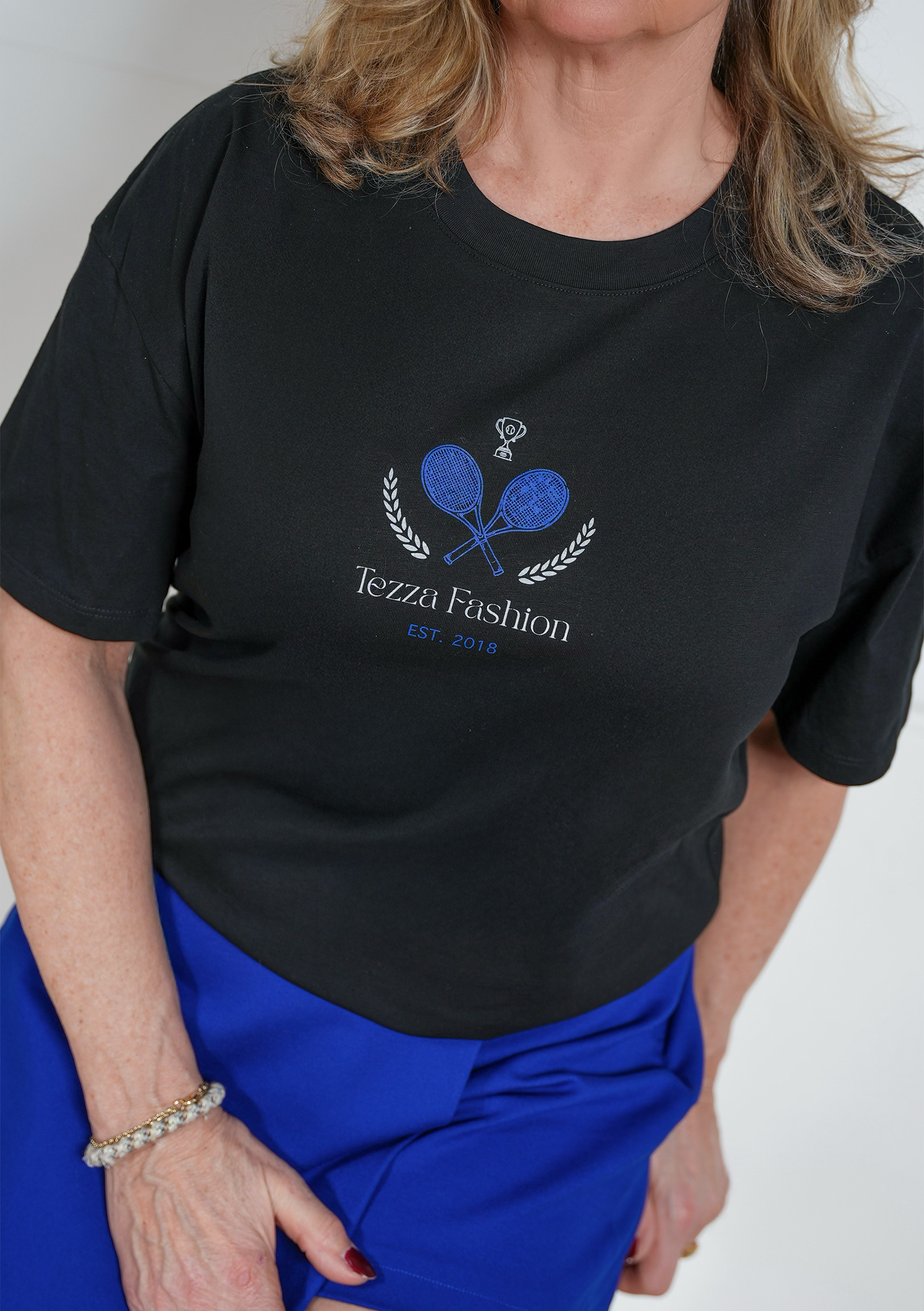 SS26 Oversized Cropped T-Shirt – Black Tennis