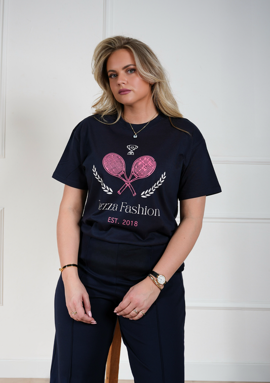 SS26 Oversized T-Shirt – Navy Tennis