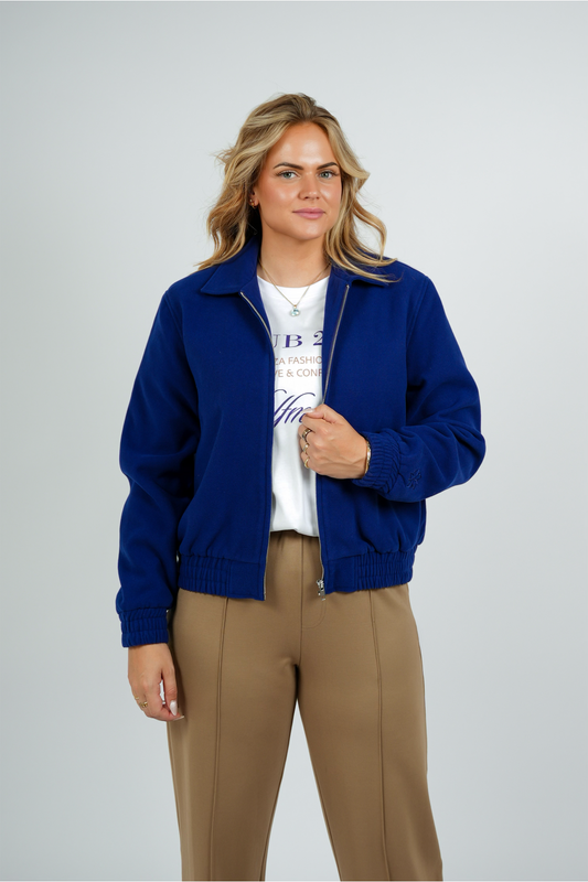 Korte Bomber Jas – Kobalt Blauw | FW25