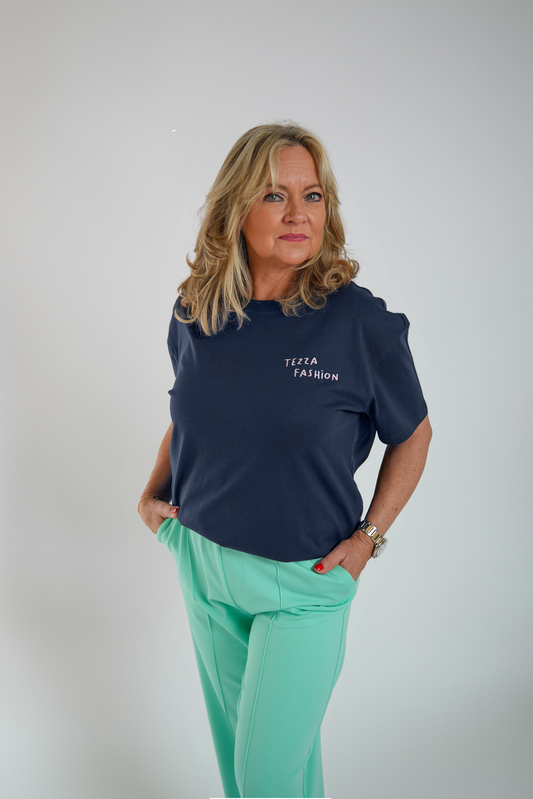 Oversized T-shirt Navy Blauw