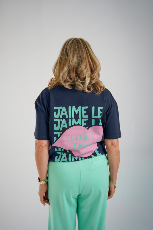 Oversized T-shirt Navy Blauw