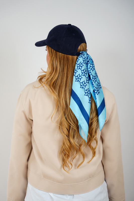 Satijnen sjaal lichtblauw & donkerblauw